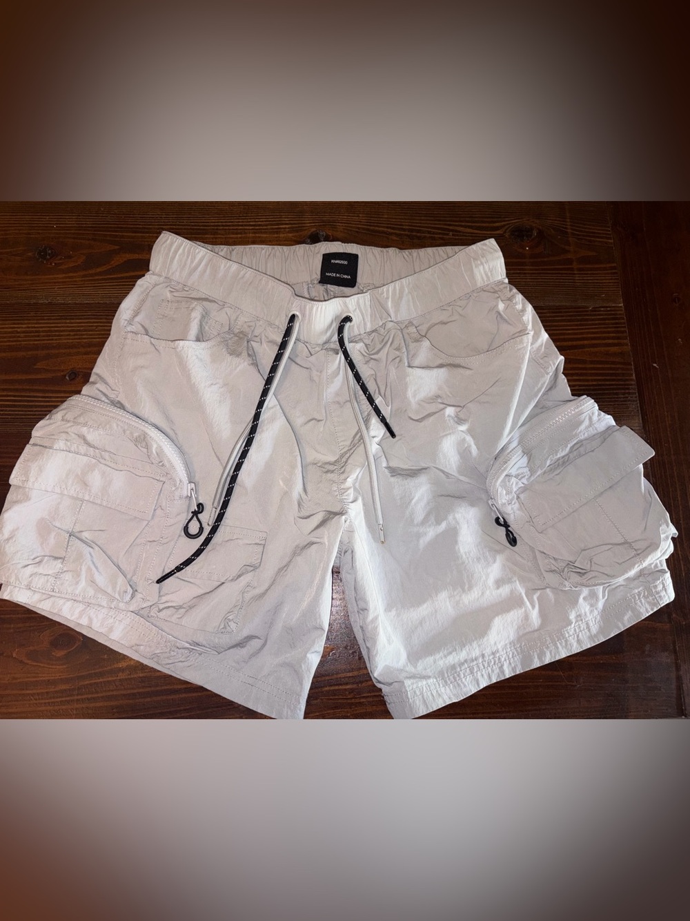 Light Gray Men's Cargo Shorts with Drawstring